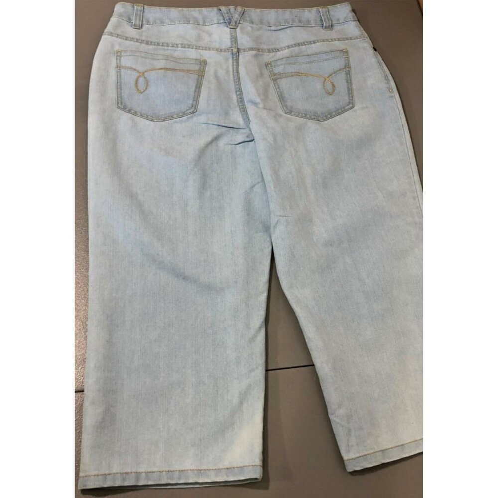 Kim Rogers Capris Jeans Womens 12 Stretch Light Blue Denim Pants Embroidery